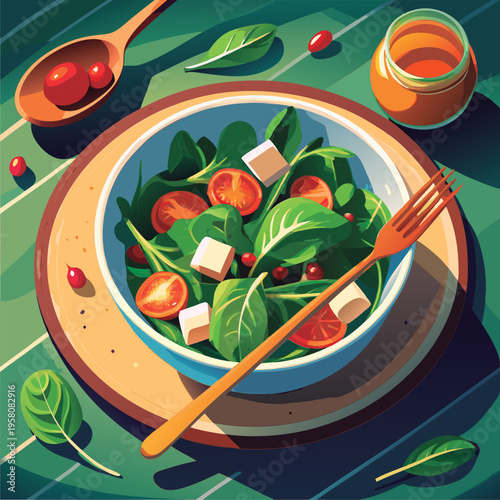 Fresh salad bowl. ready to eat.