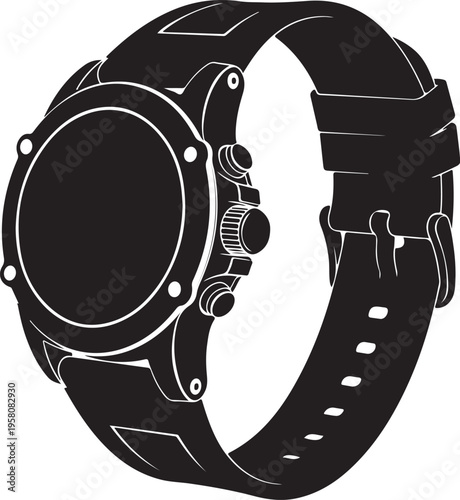 Vector illustration of a black smartwatch