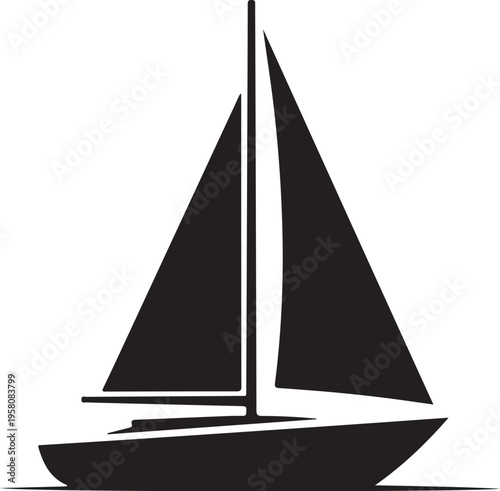 Black sailboat icon vector