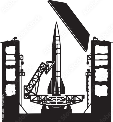 Vector rocket launch pad illustration