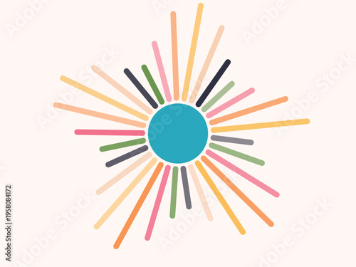 Colorful Abstract Sunburst Radial Pattern Design