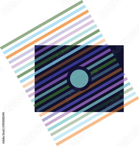 Modern Abstract Striped Pattern with Geometric Circle Design