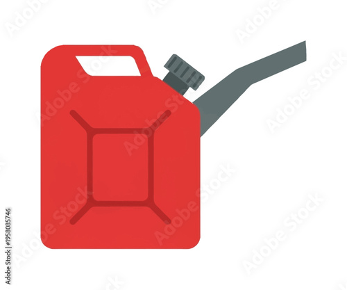 Red gas can with gray spout fuel container oil can