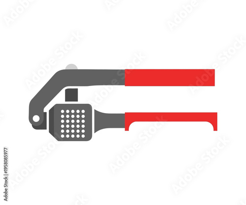 Garlic press with red handles kitchen tool cooking