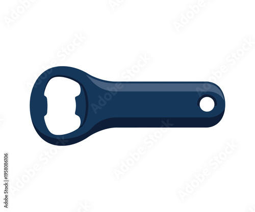 Navy blue bottle opener with keyhole metal tool