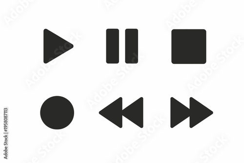 Media control icons: play, pause, stop, record, rewind, fast forward