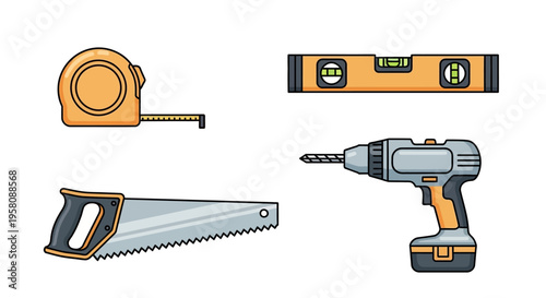 Drill and hand tools for construction.