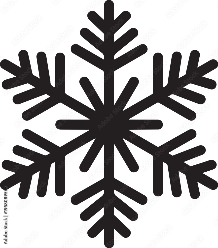 Obraz premium Black snowflake icon vector