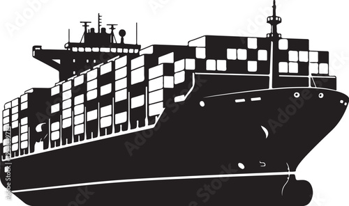 Vector cargo ship illustration with stacked containers
