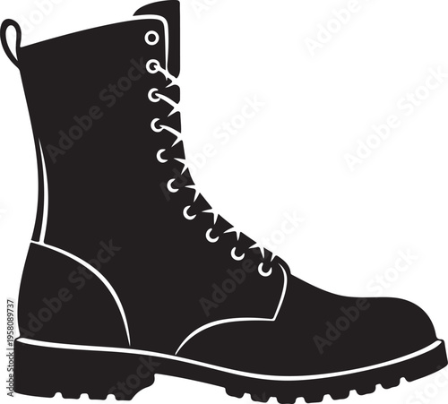 Vector black combat boot icon