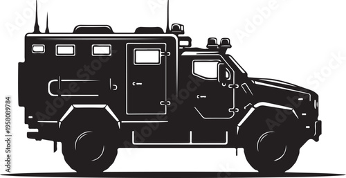 Vector illustration of a black armored vehicle