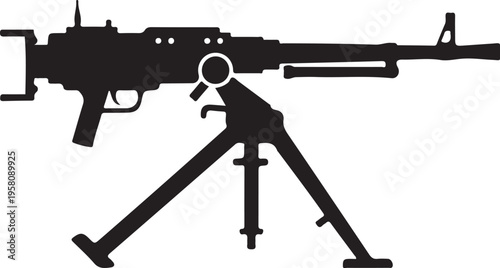 Vector silhouette of a machine gun on a tripod stand