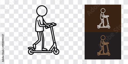 Man Riding Electric Scooter Commuting Urban Transport Fun Lifestyle Activity