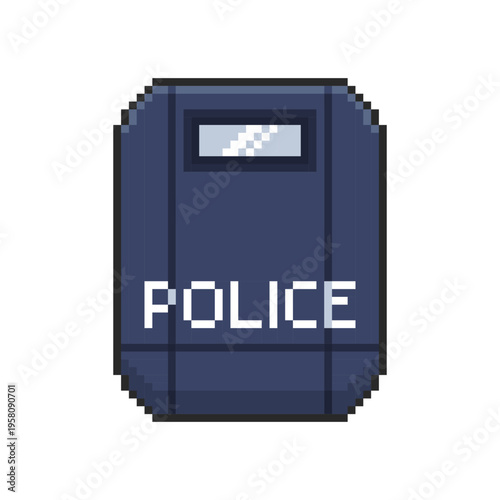 Pixel art Police Shield game asset design
