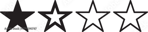 Black star in different styles star styles symbols ratings reviews