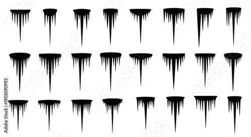 Dripping black paint t letters creative alphabet symbols melted typography abstract design elements graphic illustration set