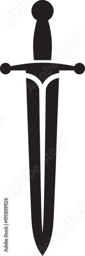 Black sword with a tapered handle and oval pommel dagger blade