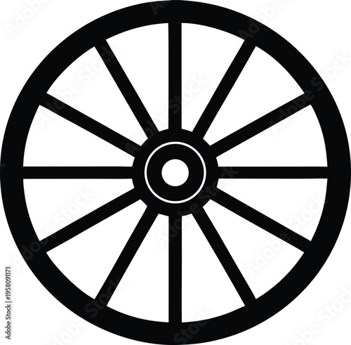 Black wagon cart wheel icon vector graphic design element