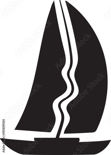 Abstract clean silhouette vector design sailboat illustration with sail and hull on white background