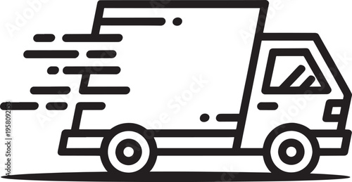 Delivery truck driving fast transportation vehicle
