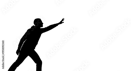 Black silhouette of a man throwing or pointing vector