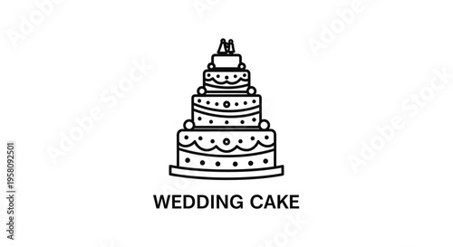 Wedding cake with decorative icing.