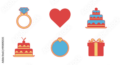 Valentines Day wedding engagement symbols.