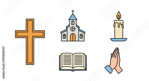 Christianity symbols and religious objects.