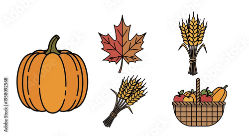 Autumn harvest pumpkin and wheat.