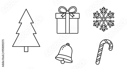 Black and white Christmas tree icon.
