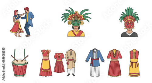 Traditional Dance Costumes and Masks.