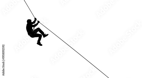 Vector illustration of a person climbing a rope
