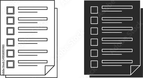 Two sheets of paper with lines and squares on them side by side
