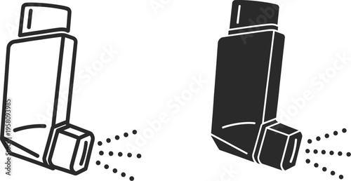 An illustration depicts two inhalers spraying medication in different colors.