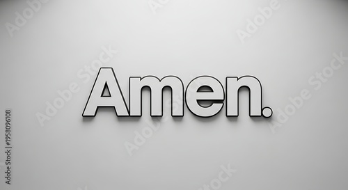 Textured amen word in 3 d style against a neutral backdrop with shadows
