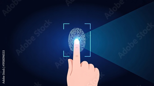 Fingerprint biometric authentication concept for secure digital identity verification
