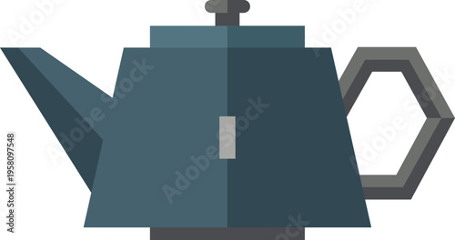Blue stovetop kettle with angular body illustration