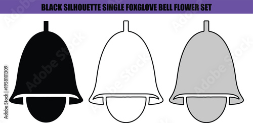 Black white and grey foxglove bell flower silhouettes