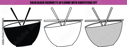 Black white and grey bowl with chopsticks set