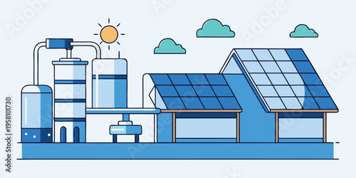 Vector illustration of renewable energy technology with solar panels