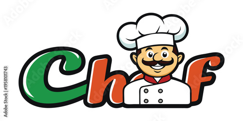 Vector illustration of a cheerful chef character with a hat