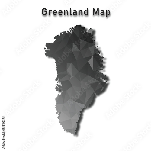 Low poly geometric map of Greenland in dark gradient isolated on light background
