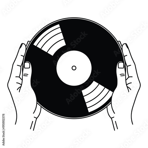 A person holding a vinyl record with both hands