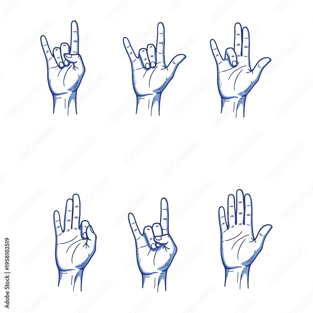 Fototapeta premium American sign language handshapes illustration