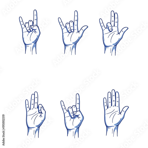 American sign language handshapes illustration