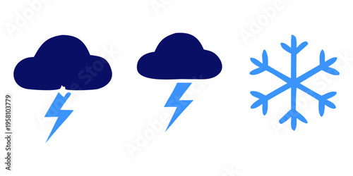 Cloud and lightning weather forecast icon showing rain and storm elements in a simple vector design.