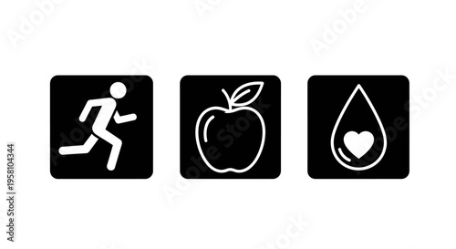 Icons for fitness motivation and healthy lifestyle