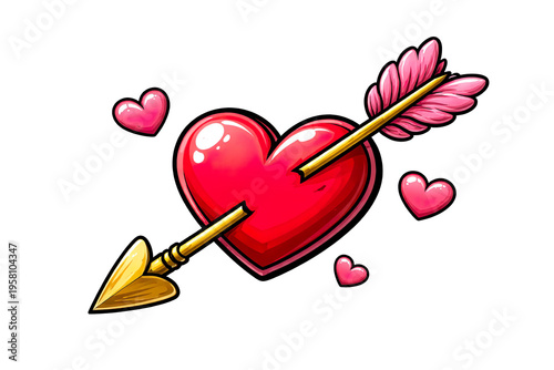 Heart with Arrow Illustration – Love, Romance and Valentine Symbol isolated on transparent background