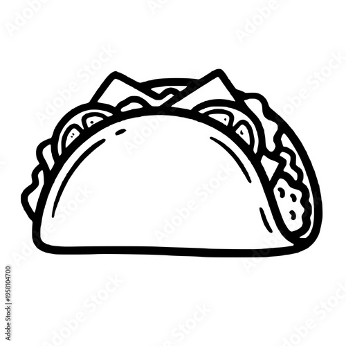 Taco Hand Drawn Doodle Icon - Vector Illustration