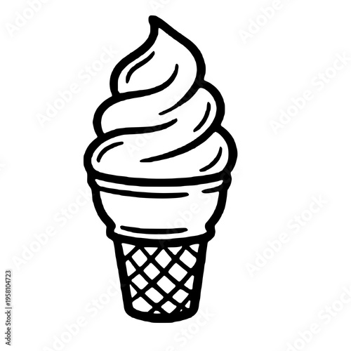 Ice Cream Cone Hand Drawn Doodle Icon - Vector Illustration